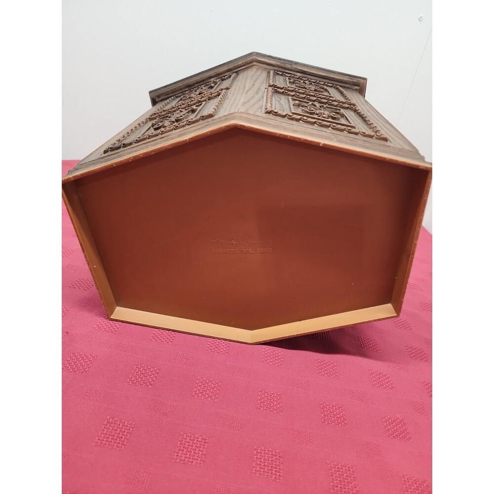 VTG Max Klein FauxWood Hexagonal Wastebasket Raised Relief 1970s 14" Made In USA - Picture 15 of 16